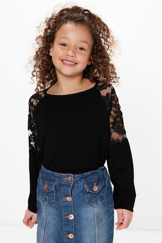 Girls Lace Sleeve Top